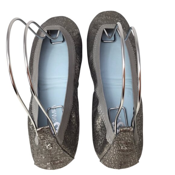 Yosi Samra Samara Size 8 Ballet Flats Foldable Platinum Glitter Hitched YS - Picture 4 of 9